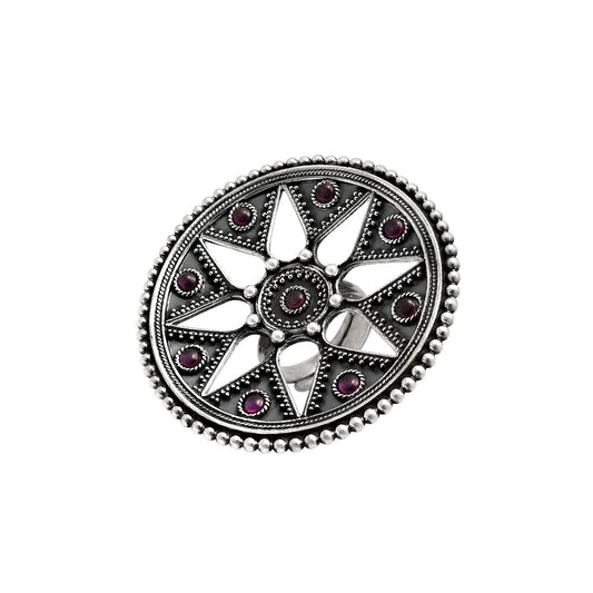 Women Gift Ruby Gemstone Statement Ring 925 Sterling Silver