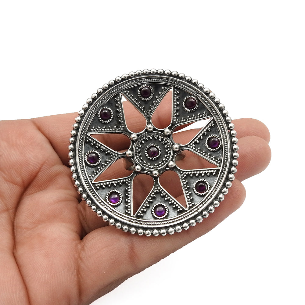 Women Gift Ruby Gemstone Statement Ring 925 Sterling Silver