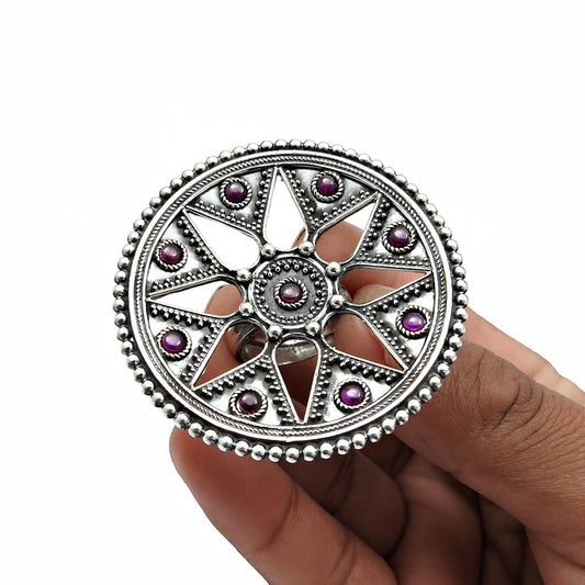 Women Gift Ruby Gemstone Statement Ring 925 Sterling Silver