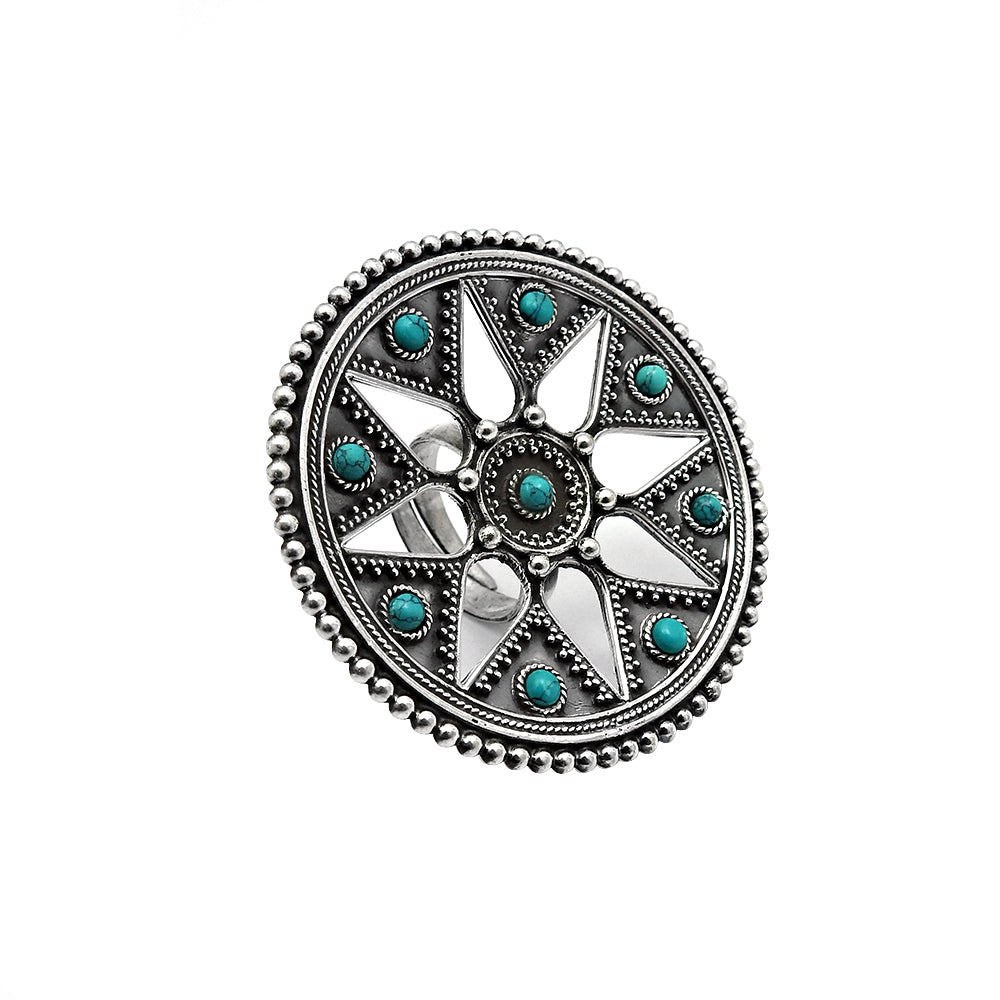 Natural Turquoise Antique Look Artisan Ring 925 Silver Gift Jewelry L47