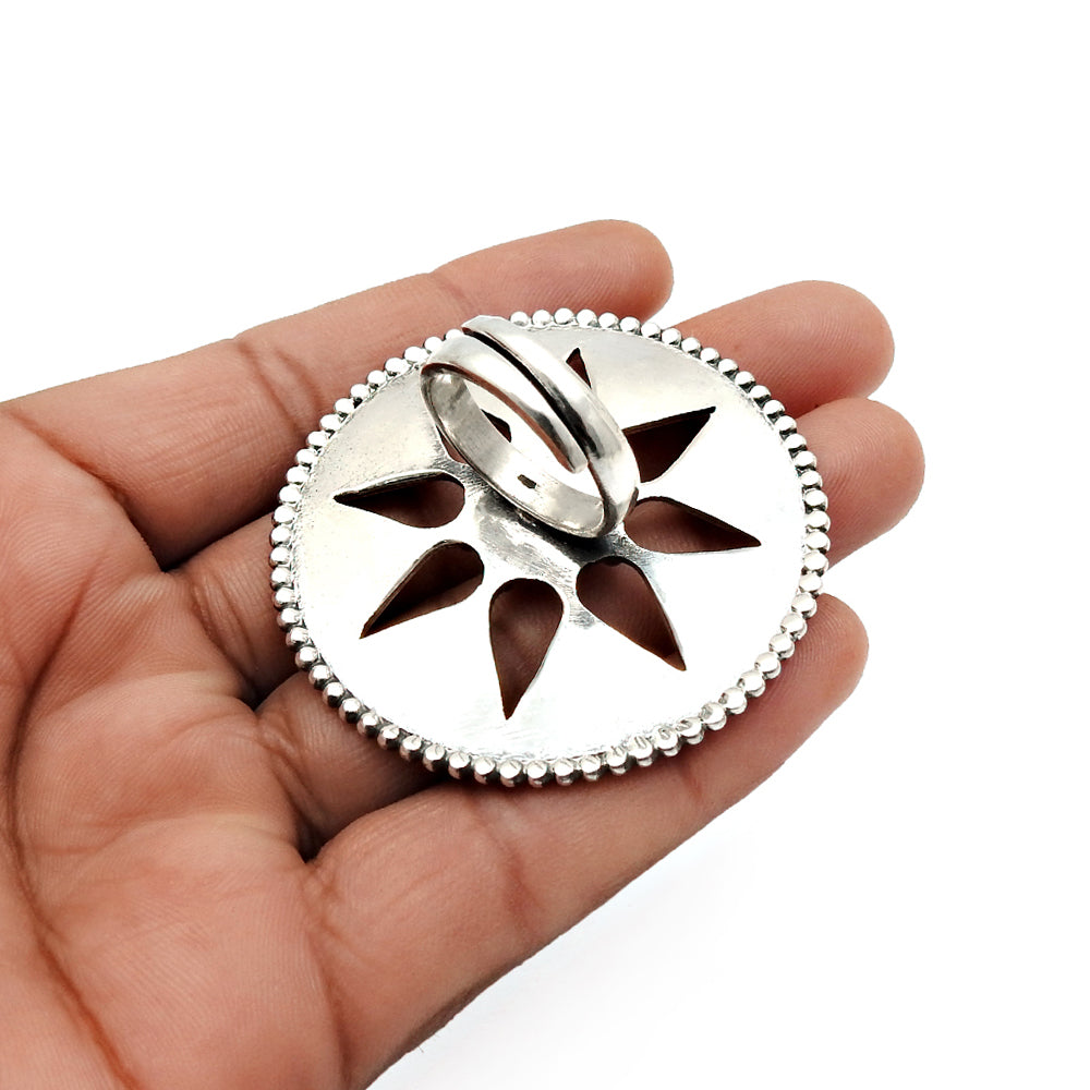 Natural Green Onyx Gemstone Cocktail Artisan Adjustable Ring 925 Silver For Women A10