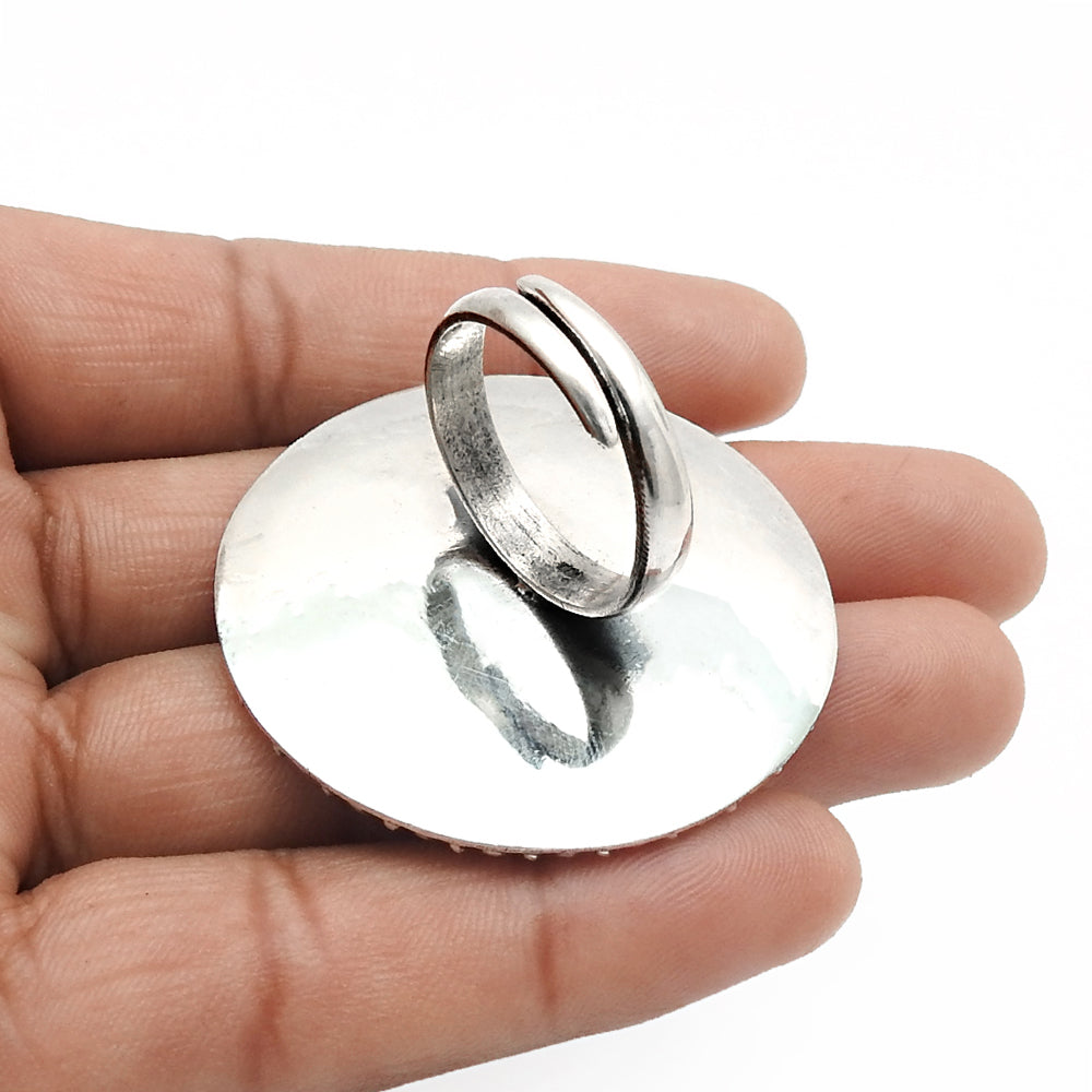 Natural Turquoise Solitaire Antique Adjustable Ring 925 Silver For Women E2