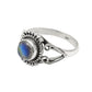 Gift For Woman Natural Rainbow Moonstone Cocktail Ring 925 Silver O4