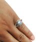 Gift For Woman Natural Rainbow Moonstone Cocktail Ring 925 Silver O4