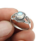 Gift For Woman Natural Rainbow Moonstone Cocktail Ring 925 Silver O4