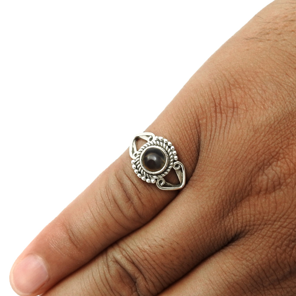 Gift For Woman 925 Silver Natural Smoky Quartz Stone Cocktail Ring O15