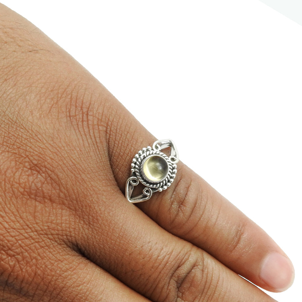 Natural Citrine Gemstone Cocktail Ring 925 Sterling Silver For Girls K5