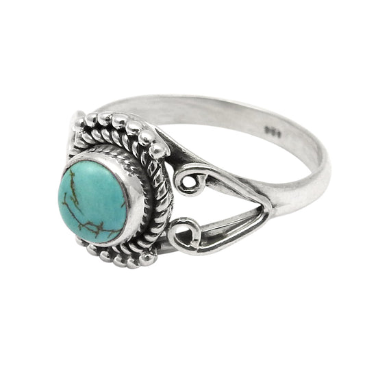 Gift For Woman Natural Turquoise Cocktail Ring 925 Sterling Silver S5