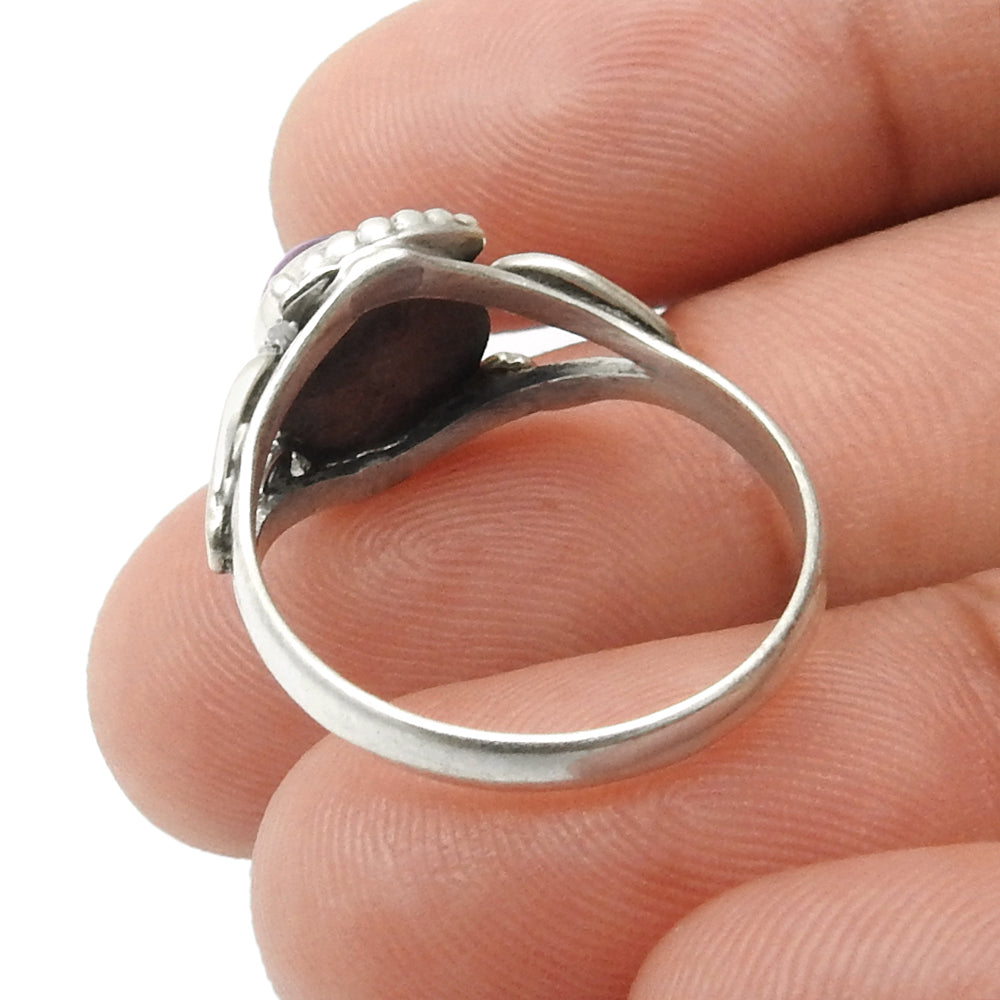 Gift For Woman Natural Rose Quartz Cocktail Ring 925 Silver M15