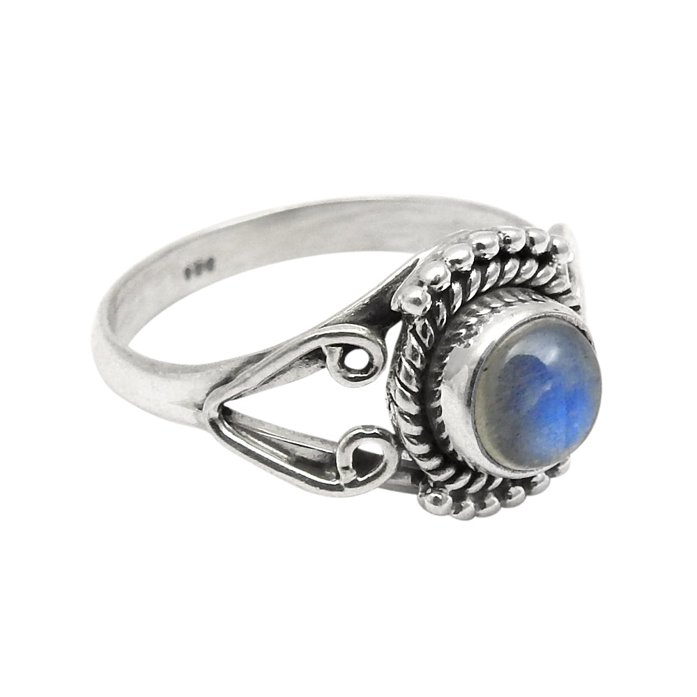Natural Labradorite Gemstone Cocktail Blue Ring 925 Sterling Silver U15