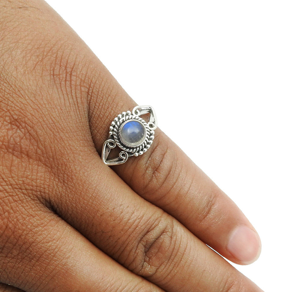 Natural Labradorite Gemstone Cocktail Blue Ring 925 Sterling Silver U15