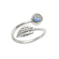 Natural Rainbow Moonstone 925 Silver Cocktail Leaf Adjustable Ring For Women O16