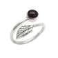 Natural Garnet Gemstone Cocktail Leaf Red Adjustable Ring 925 Sterling Silver L9