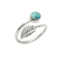 Natural Turquoise Gemstone Cocktail Leaf Adjustable Ring 925 Sterling Silver R9