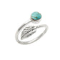 Natural Turquoise Gemstone Cocktail Leaf Adjustable Ring 925 Sterling Silver R9