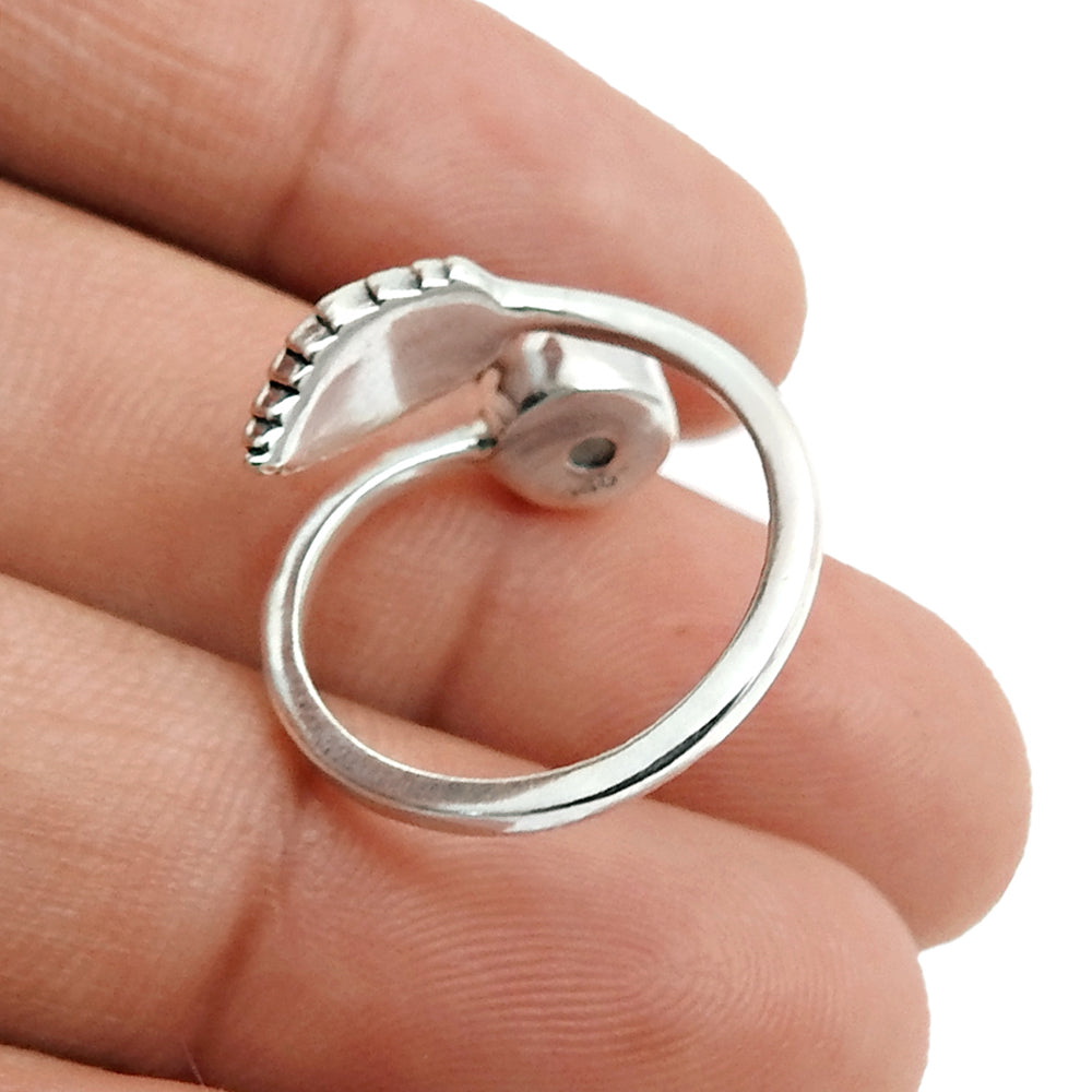 Natural Druzy Gemstone 925 Silver Cocktail Leaf Adjustable Ring For Women D10