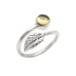 Gift For Woman Cocktail Leaf Adjustable Ring 925 Silver Natural Citrine C17
