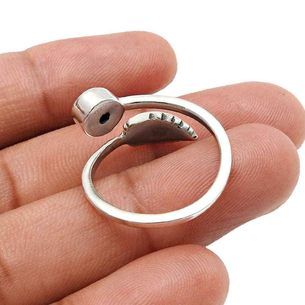 Gift For Woman Cocktail Leaf Adjustable Ring 925 Silver Natural Citrine C17