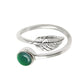 Natural Green Onyx Gemstone Cocktail Leaf Adjustable Ring 925 Silver For Girls M17