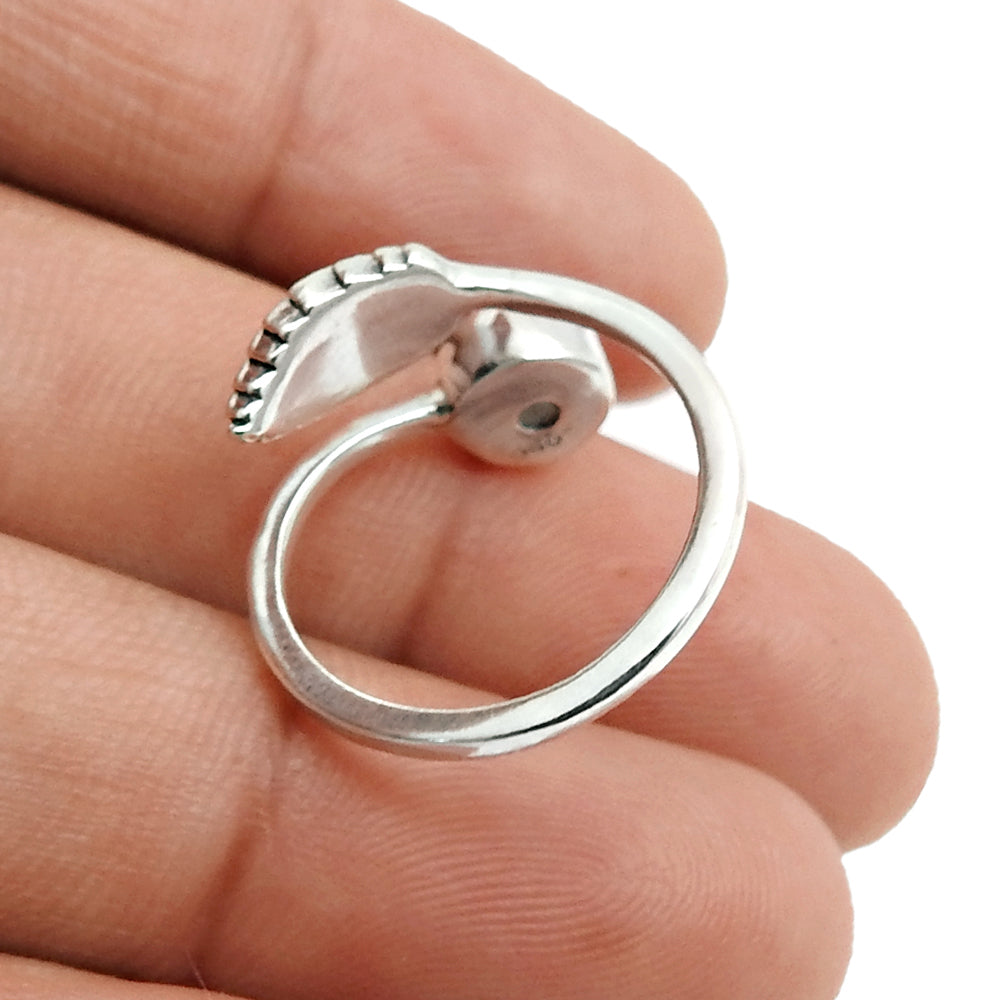 Natural Rose Quartz 925 Silver Cocktail Leaf Adjustable Ring For Girls W10