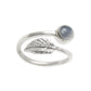 Gift For Woman Natural Chalcedony Cocktail Leaf Adjustable Ring 925 Silver A11