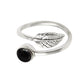 Natural Black Onyx Gemstone 925 Silver Cocktail Leaf Adjustable Ring For Girls E11