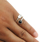 Natural Black Onyx Gemstone 925 Silver Cocktail Leaf Adjustable Ring For Girls E11