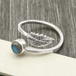 Gift For Her Natural Labradorite Cocktail Leaf Adjustable Ring 925 Silver B18