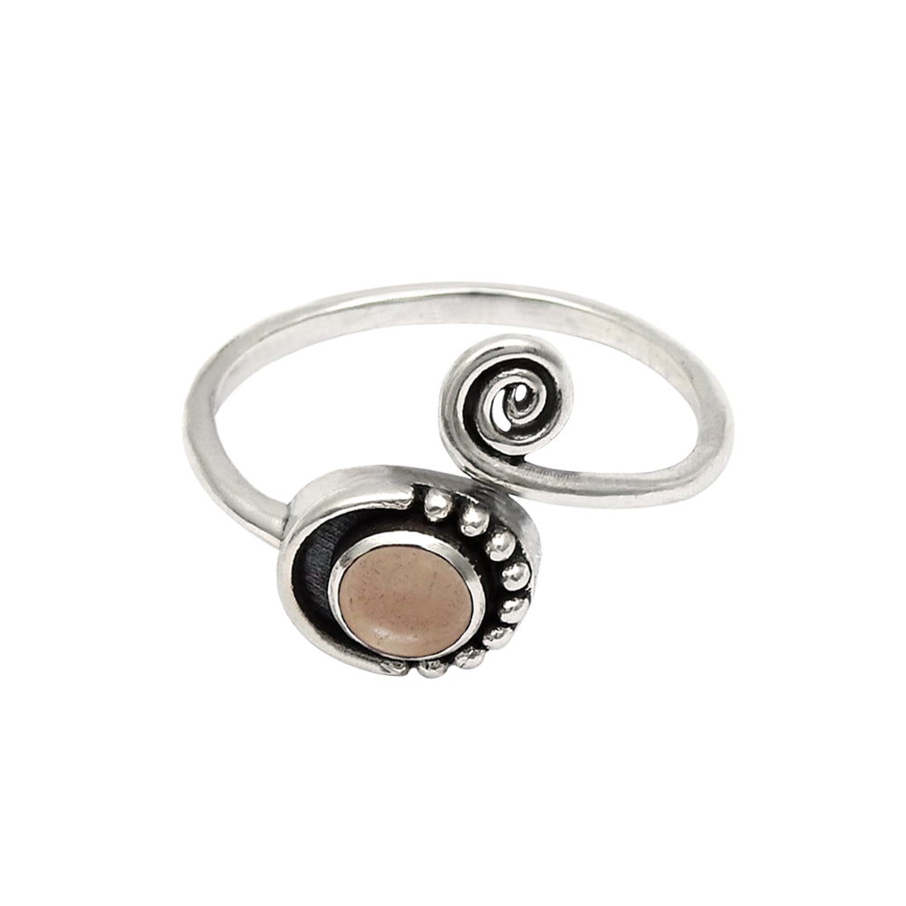 Natural Rose Quartz Gemstone Cocktail Boho Ring 925 Sterling Silver G18