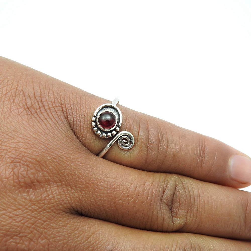 Gift For Mom Natural Garnet Gemstone Handmade Ring 925 Sterling Silver R6