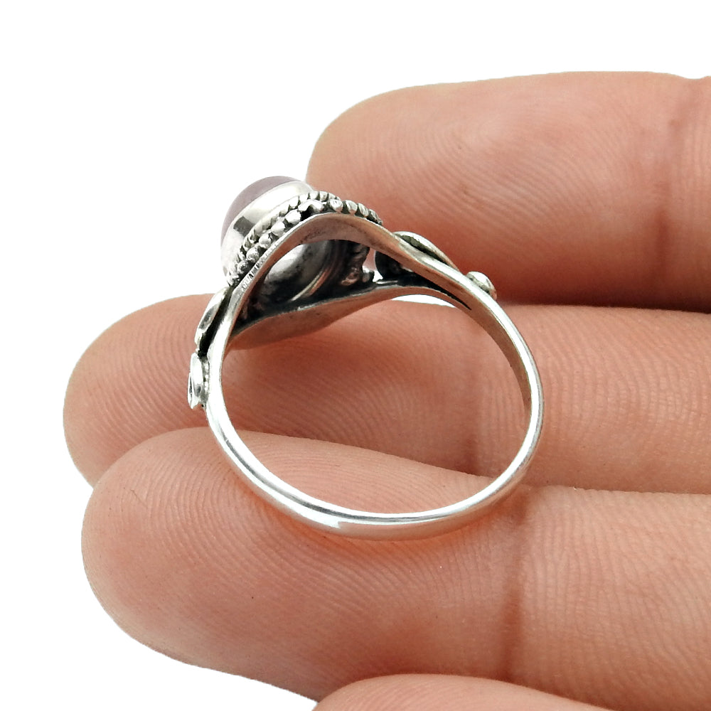 Gift For Woman 925 Silver Natural Rose Quartz Cocktail Ring K18