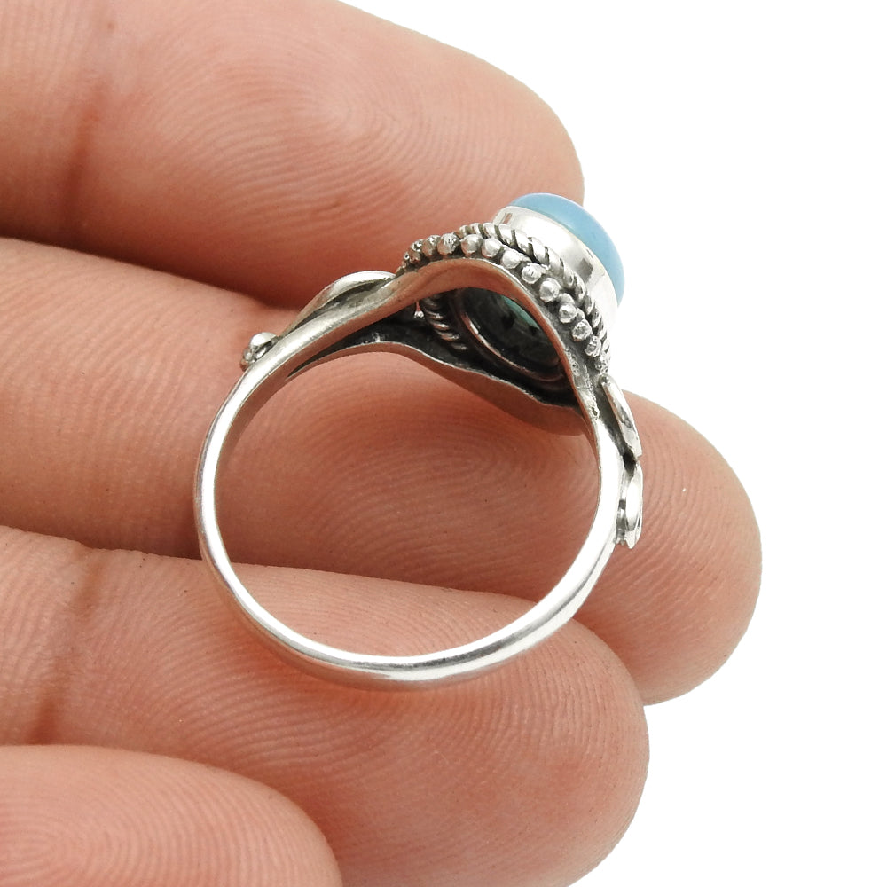 Natural Chalcedony Gemstone Cocktail Ring 925 Silver For Women N18