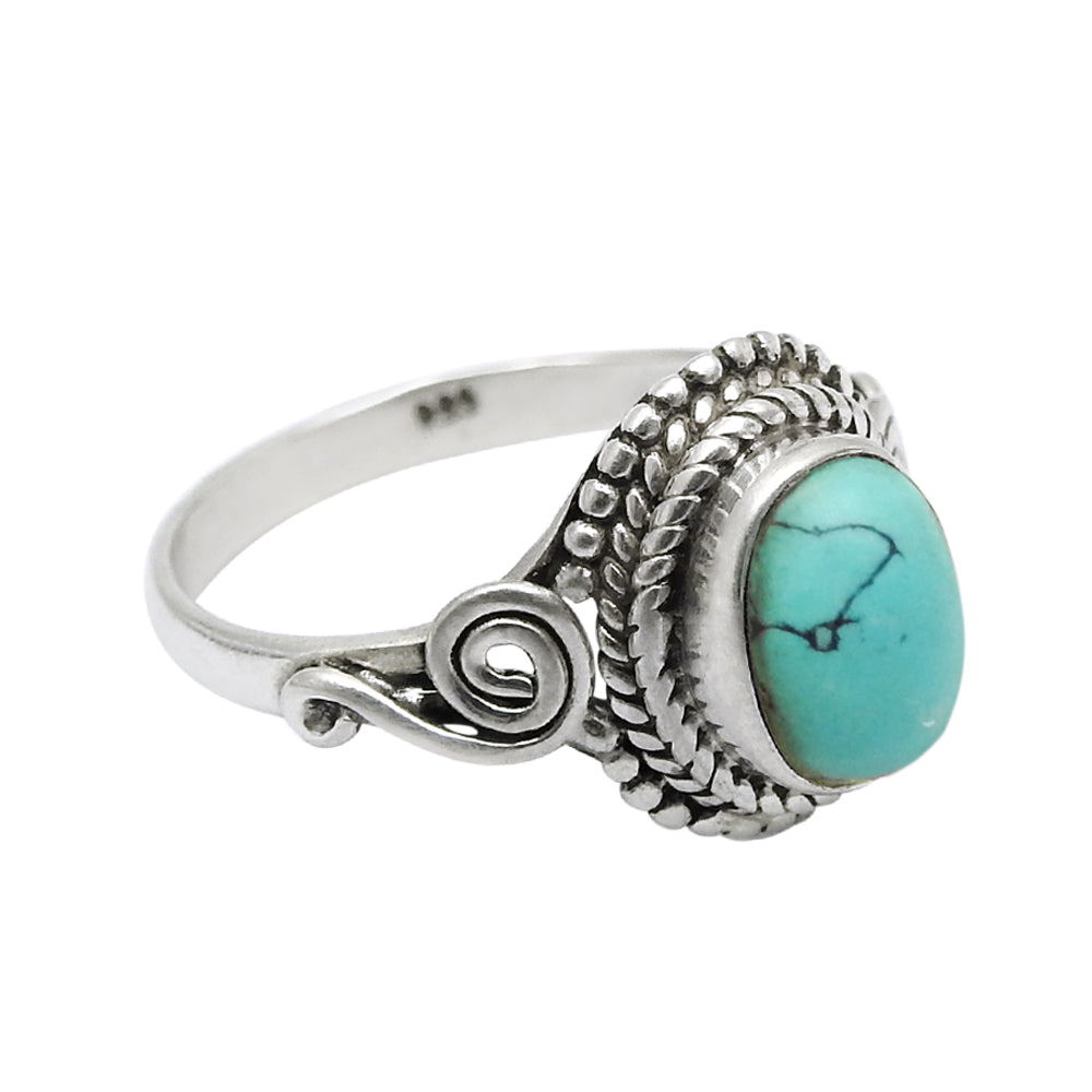 Natural Gemstone Cocktail Turquoise Ring 925 Sterling Silver Jewelry W18