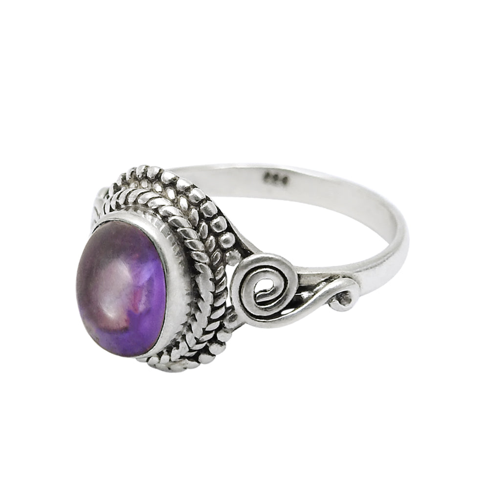 Gift For Woman Natural Amethyst Cocktail Ring 925 Sterling Silver E19