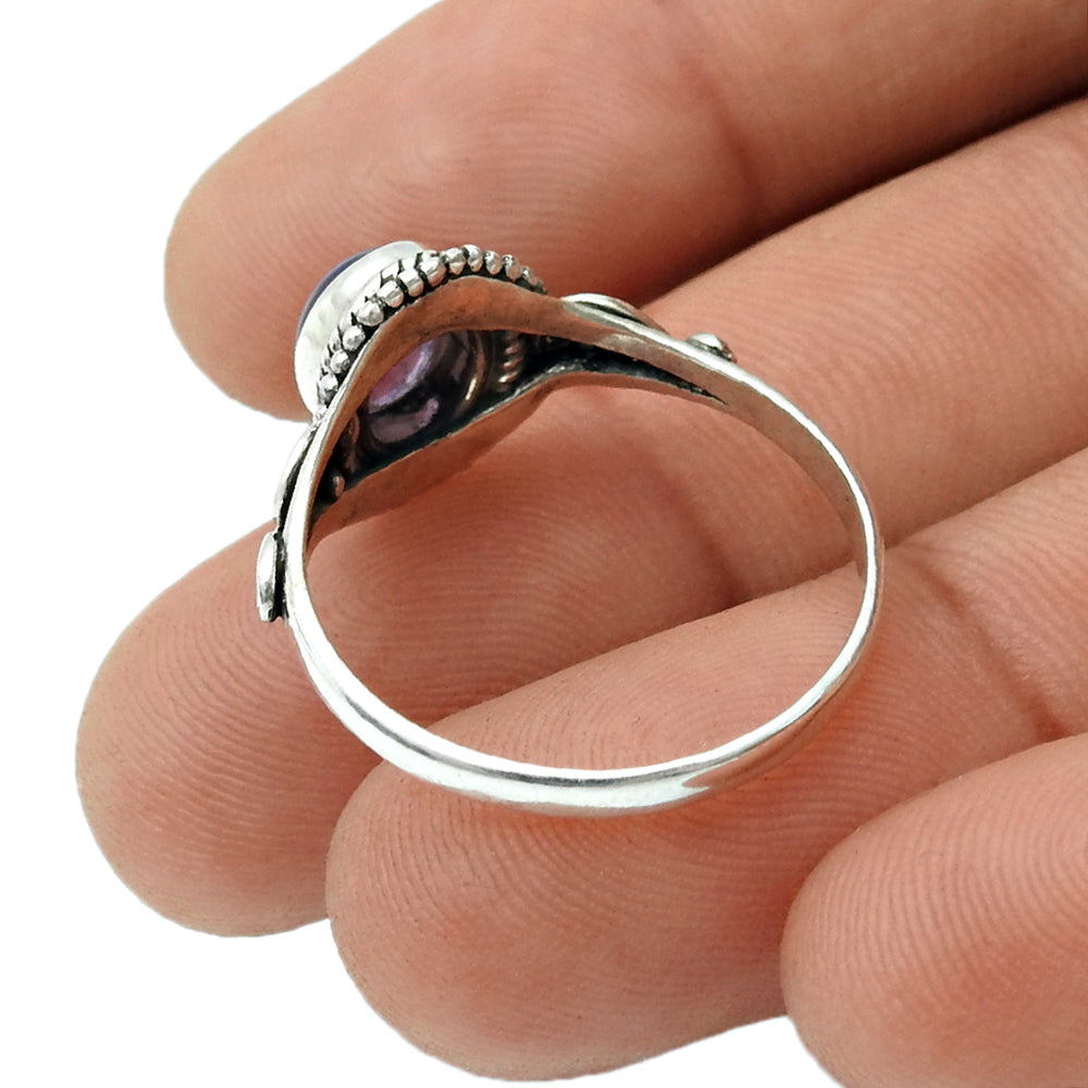 Gift For Woman Natural Amethyst Cocktail Ring 925 Sterling Silver E19