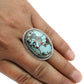 Natural Turquoise Gemstone Cocktail Boho Ring 925 Silver For Women H2