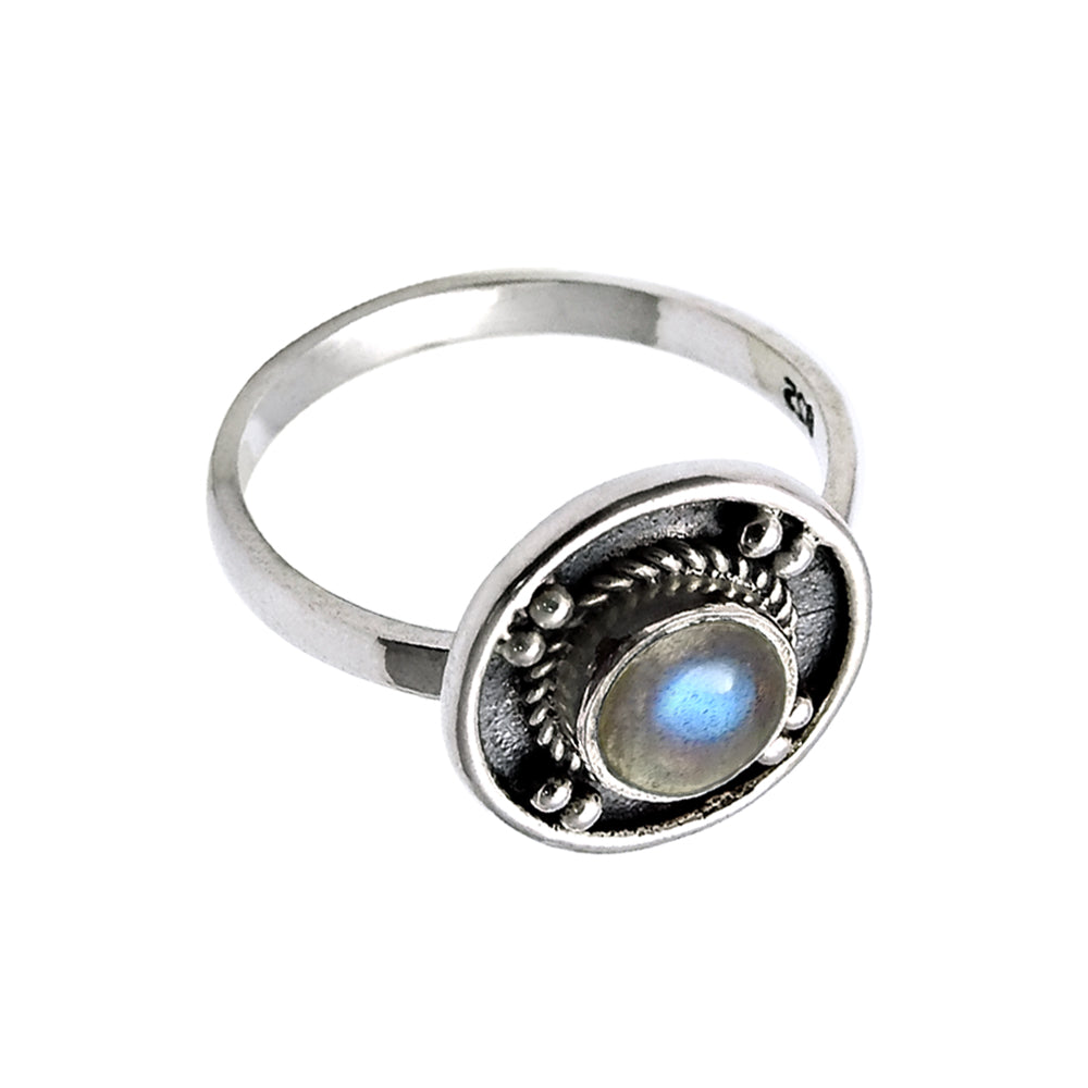 Labradorite Stone Solid Sterling Silver Band Elegant Ring Jewelry