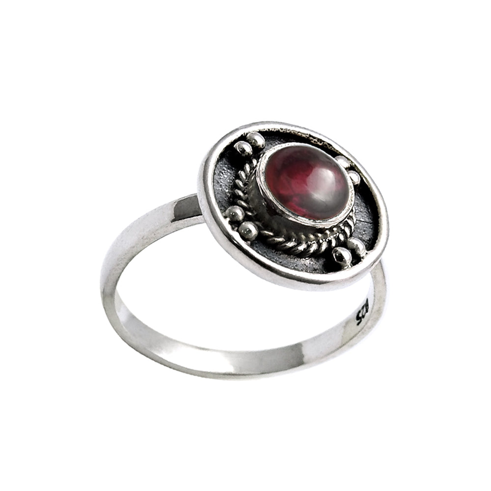 January Garnet Stone 925 Solid Silver Band Bezel Sister Anniversary Ring