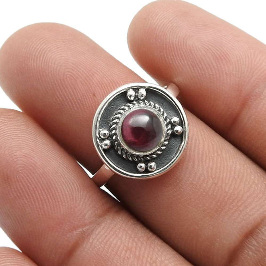 January Garnet Stone 925 Solidâ Silver Band Bezel Sister Anniversary Ring
