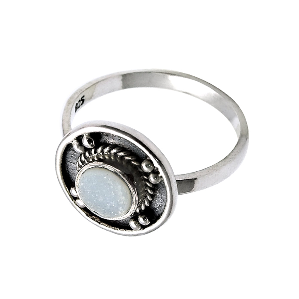 Druzy Gemstone Ring 925 Sterling Solid Silver Indian Jewelry