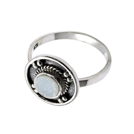 Druzy Gemstone Ring 925 Sterling Solid Silver Indian Jewelry