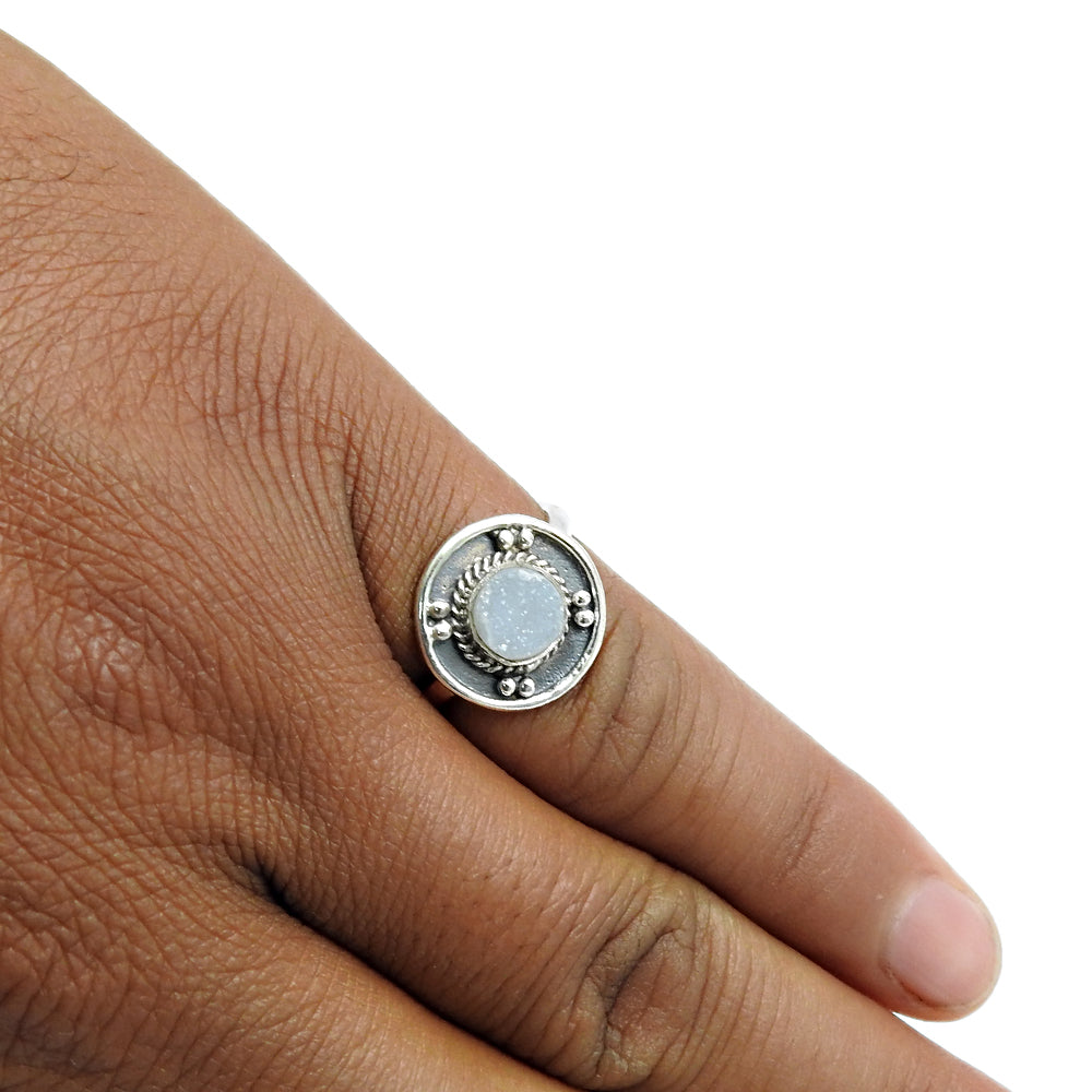 Druzy Gemstone Ring 925 Sterling Solid Silver Indian Jewelry