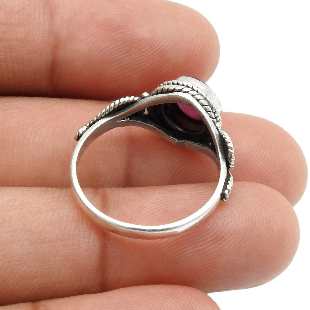 Natural Garnet Gemstone 925 Sterling Silver Cocktail Ring For Women I19