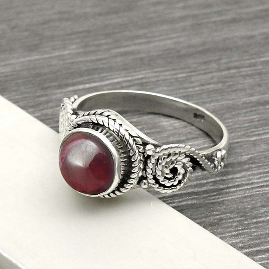 Natural Garnet Gemstone 925 Sterling Silver Cocktail Ring For Women I19