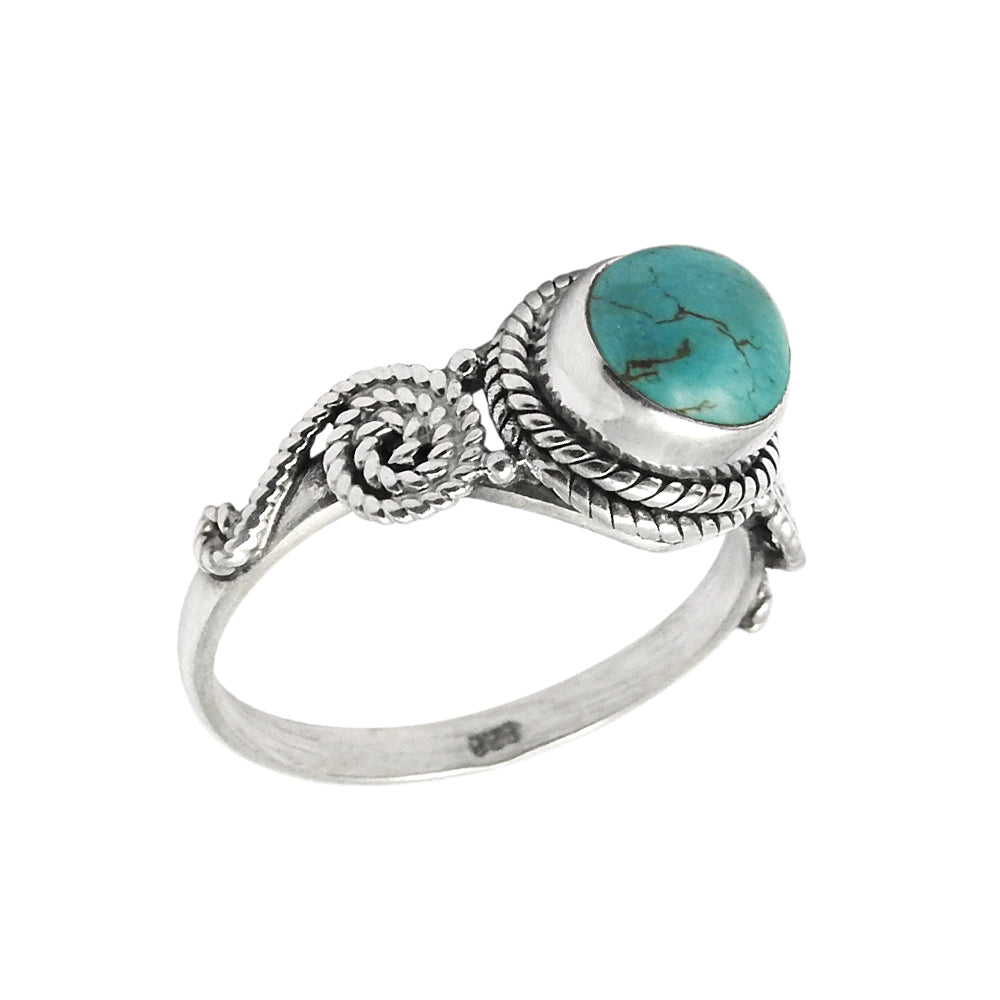 Natural Gemstone Cocktail Turquoise Ring 925 Sterling Silver Jewelry L19