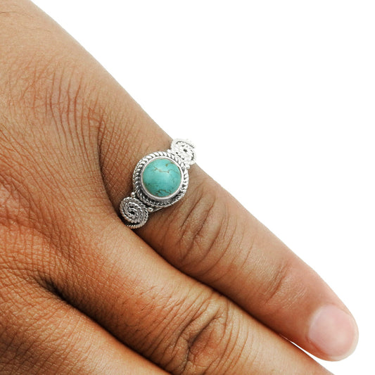 Natural Gemstone Cocktail Turquoise Ring 925 Sterling Silver Jewelry L19