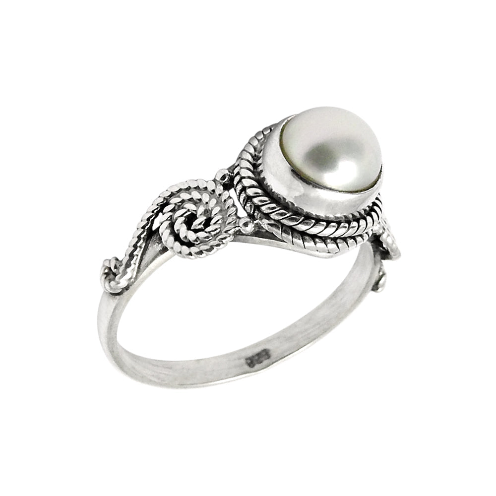 Freshwater Pearl Wedding Ring 925 Sterling Silver Handmade Jewelry