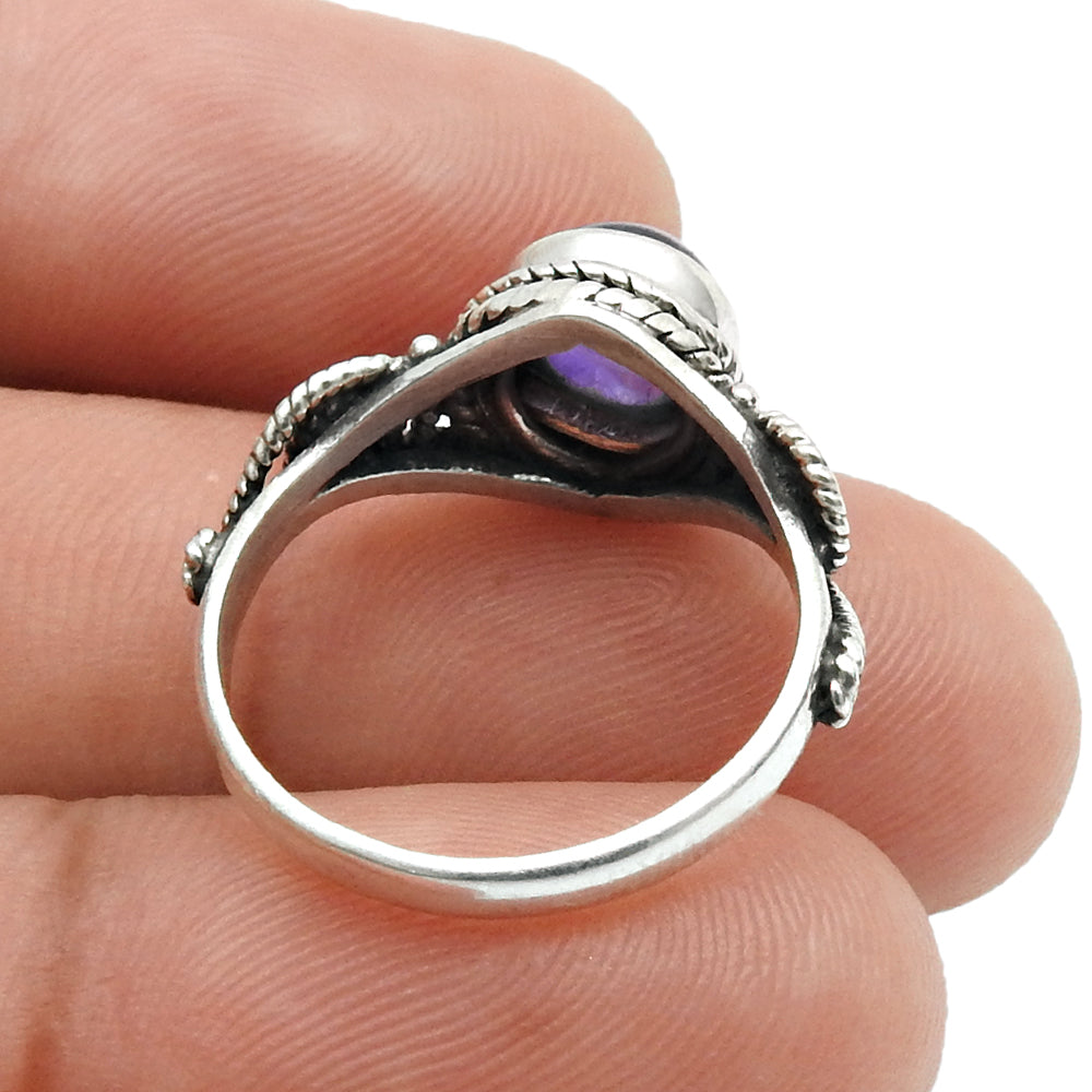 Gift For Woman 925 Silver Natural Amethyst Gemstone Cocktail Ring H14