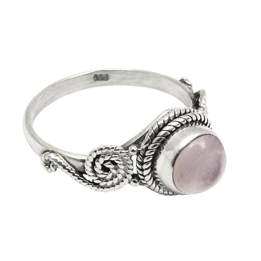 Gift For Woman 925 Silver Natural Rose Quartz Cocktail Ring O19