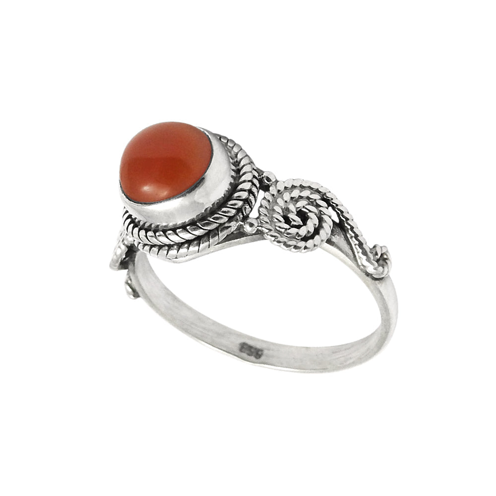 Natural Carnelian Gemstone Cocktail Ring 925 Silver For Women U19
